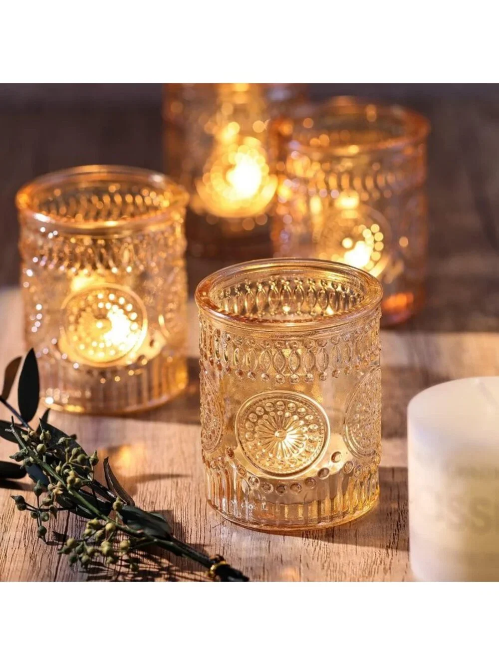 Set of 36 Gold Glass Votive Candle Holders - Elegant Bulk Decor for Events